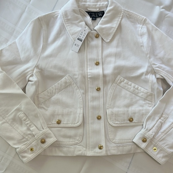 NWT J Crew Short Barn Jacket™ in cotton twill Women’s Medium White - Picture 7 of 14